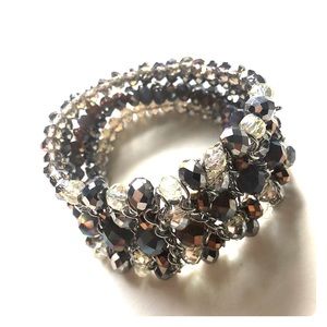 Sparkly 4- Strand Elastic Cuff Bracelet